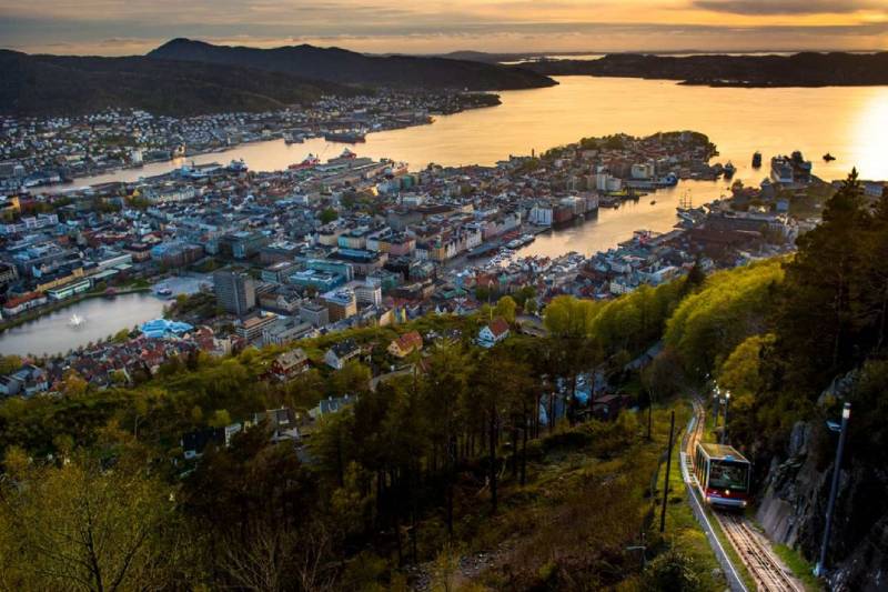 Funicular Fløibanen y Monte Fløyen
